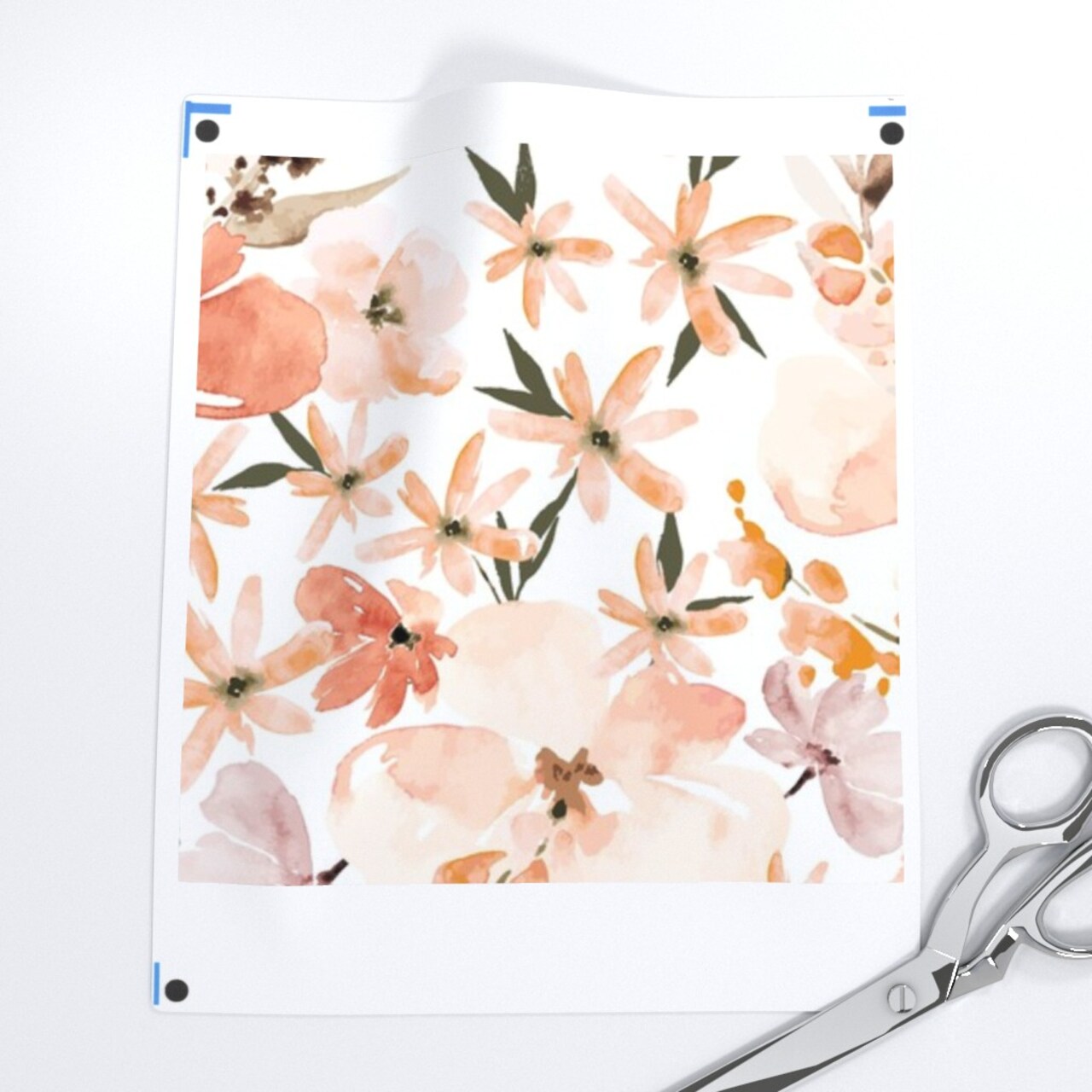 Peach Flowers Spring Coral Orange Pink Earth Tones Nursery Girl Sweet Cute Custom Printed Fabric by Spoonflower Various Fabrics by the Yard or Fat Quarter